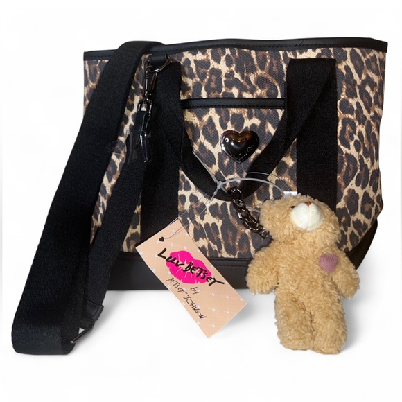 Luv Betsey Leopard Print Tote – Heart Logo & Teddy Charm • NWT - Picture 1 of 11